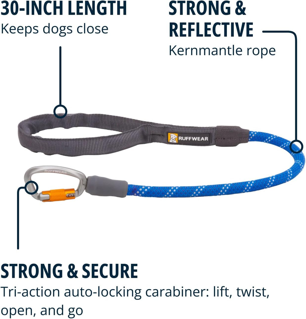 , Knot-A-Long Dog Leash, 30-Inch Short Rope Lead, Blue Pool